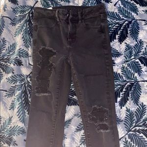 American Eagle black distressed skinny jeans